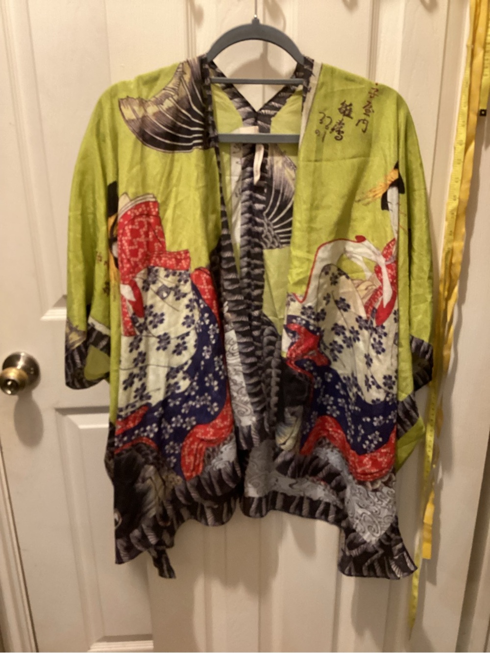 Soft Surroundings Lime Multi-Color Printed Kimono Blazer
